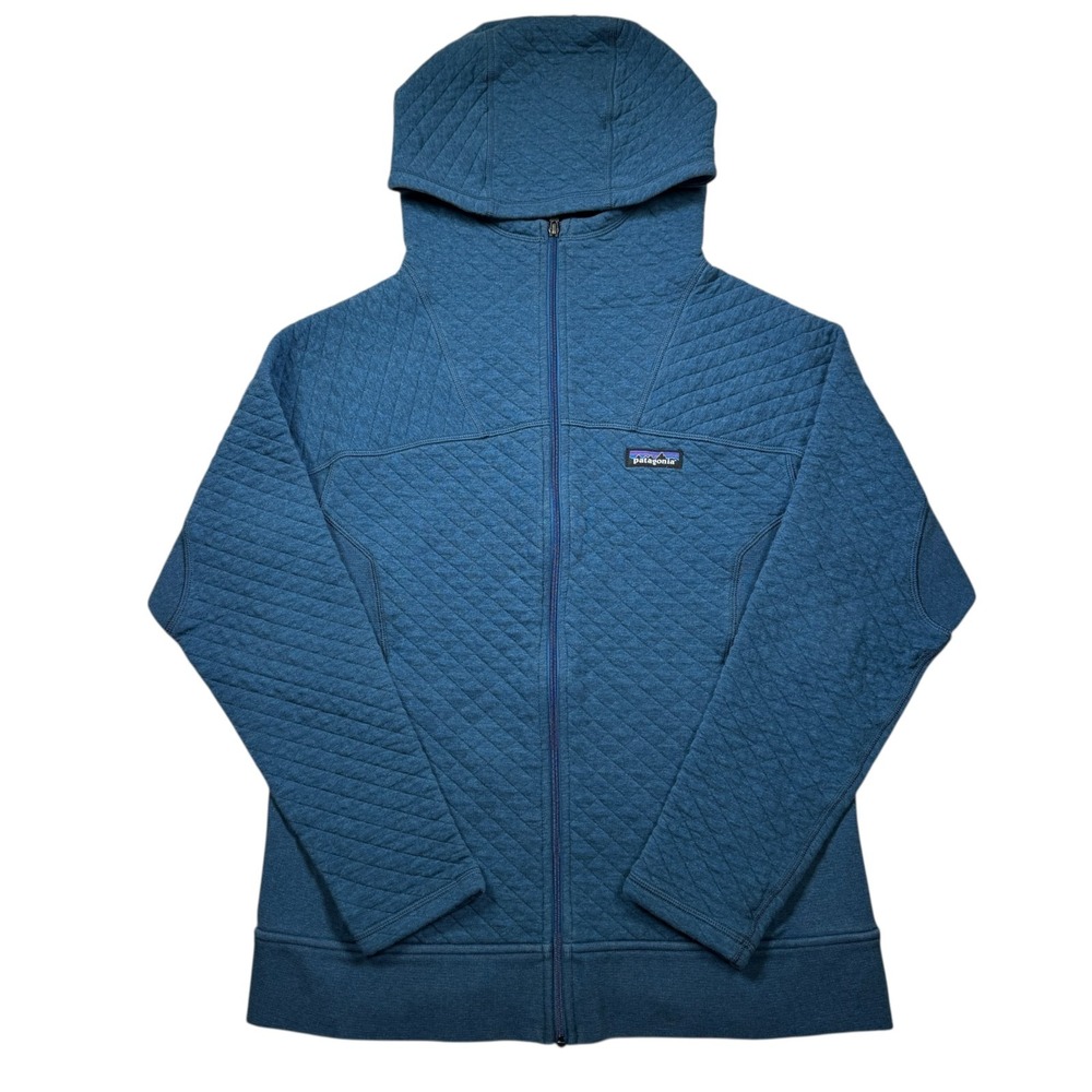 Patagonia Organic Cotton Quilted Hoodie Women's‎ M  Blue Full Zip Jacket